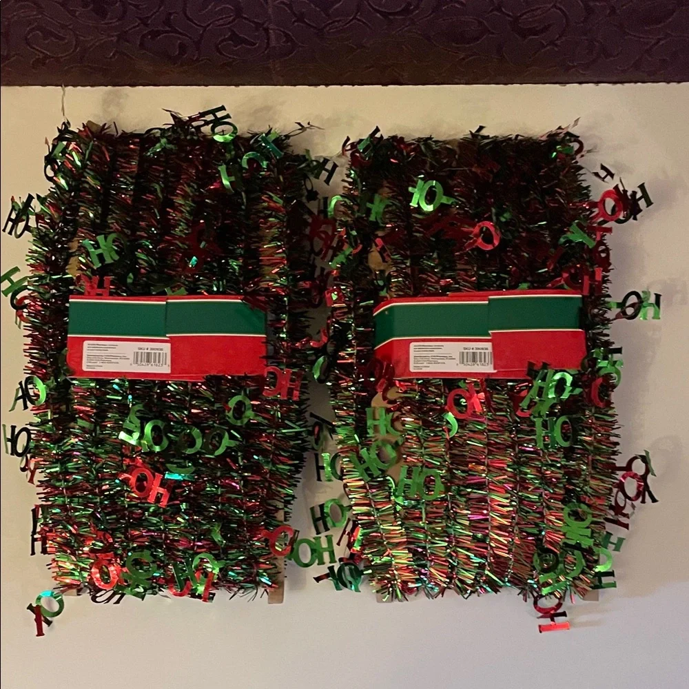 Festive Tinsel Garland 2-packs Red and Green